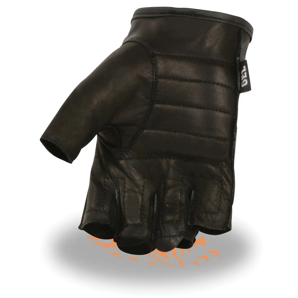 Milwaukee Leather SH195 Men's Black Leather Perforated Gel Padded Palm Fingerless Motorcycle Hand Gloves W/ ‘Open Knuckle’