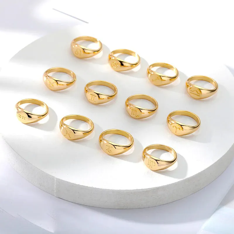 Minimalist 12 Constellation Zodiac Sign Rings