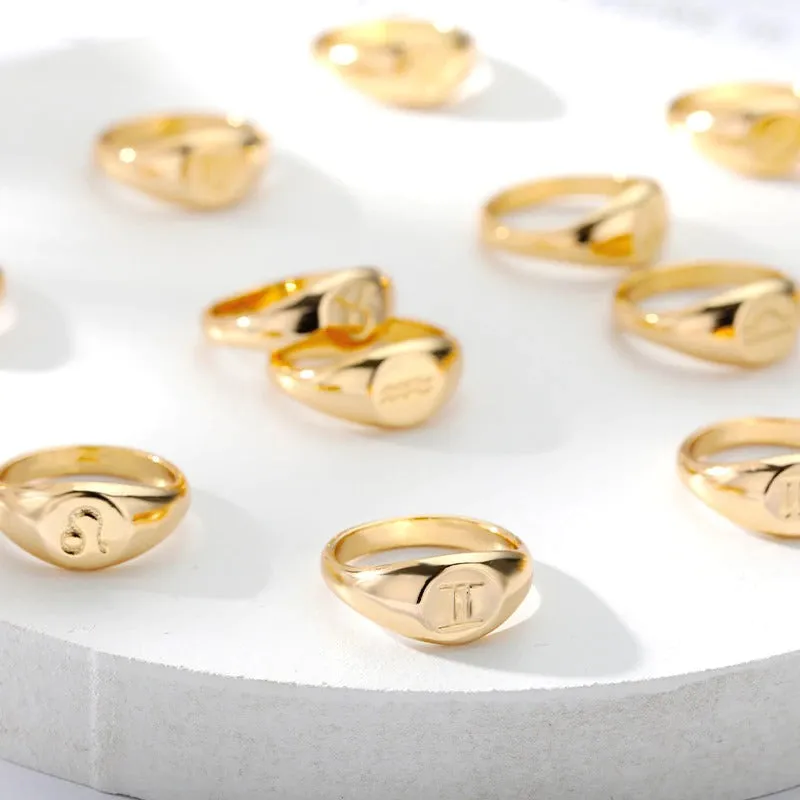 Minimalist 12 Constellation Zodiac Sign Rings