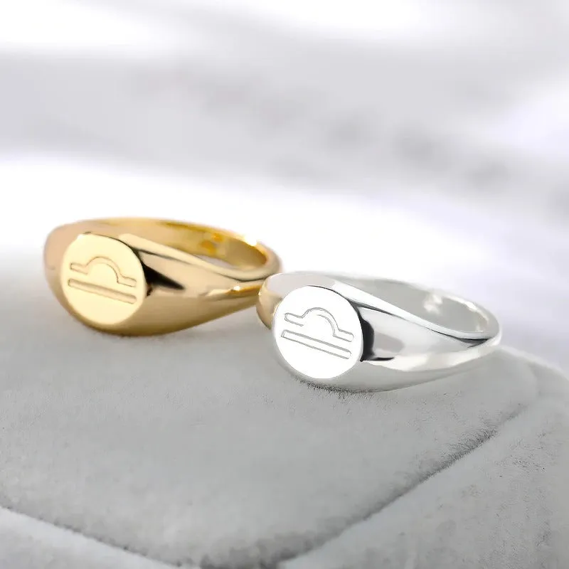 Minimalist 12 Constellation Zodiac Sign Rings