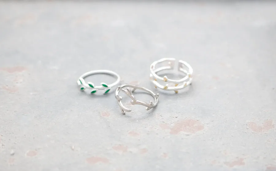 Minimalist Silver Vine Rings