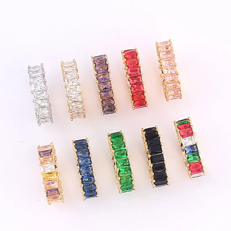 Minimalist Unisex Geometric Copper Zircon Inlay Rings