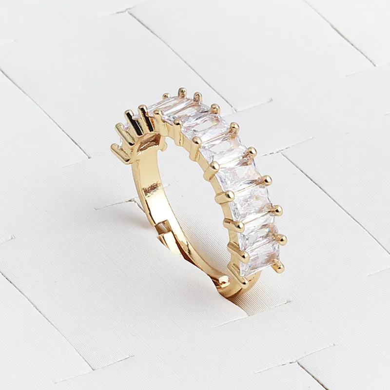 Minimalist Women Diamond Metal Geometric Zircon Rings