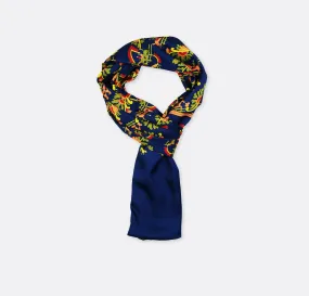 Navy Blue Paisley and Floral - Silk Men Scarves