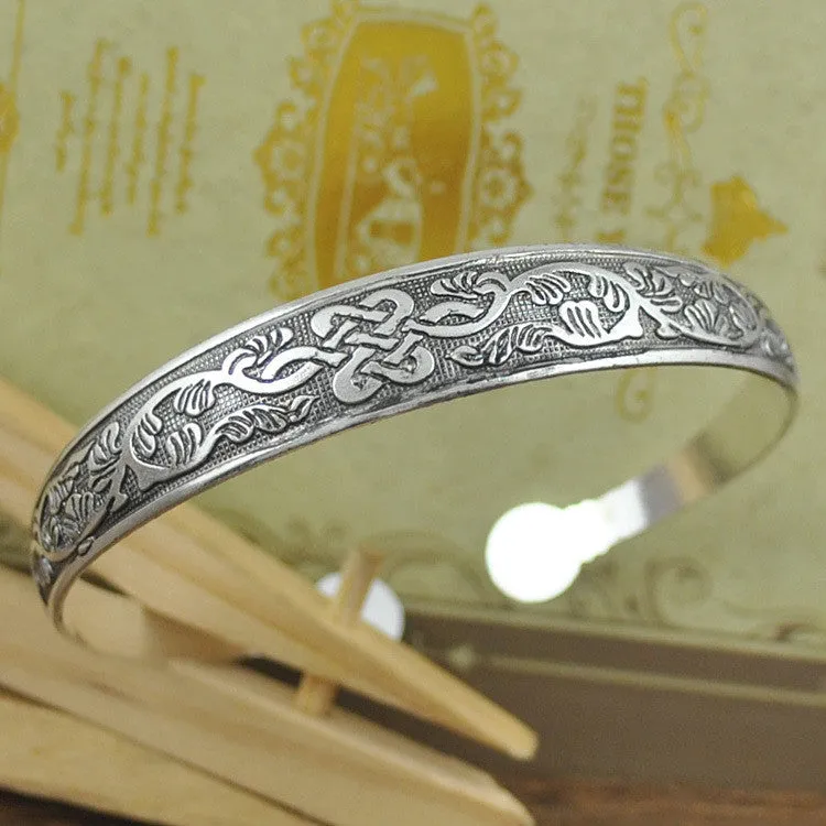 New Fashion Vintage Style Tibetan Silver Metal Carving Cuff Bracelets& Bangles For Women Dress