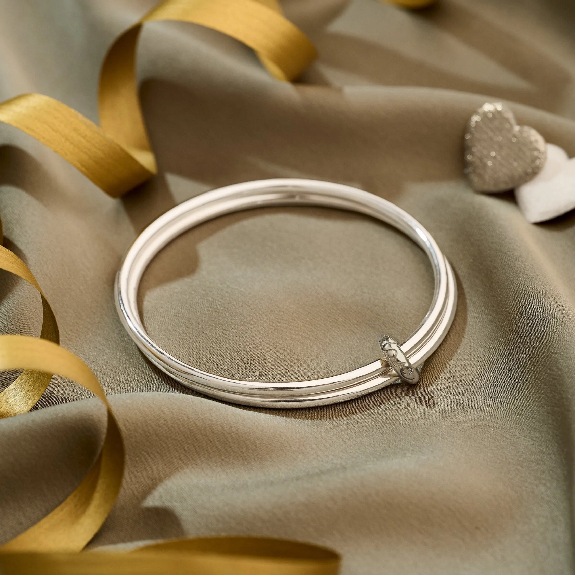 'One Love' Original Silver Double Bangle