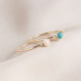 Opal & Turquoise Minimalist Ring Set 3mm