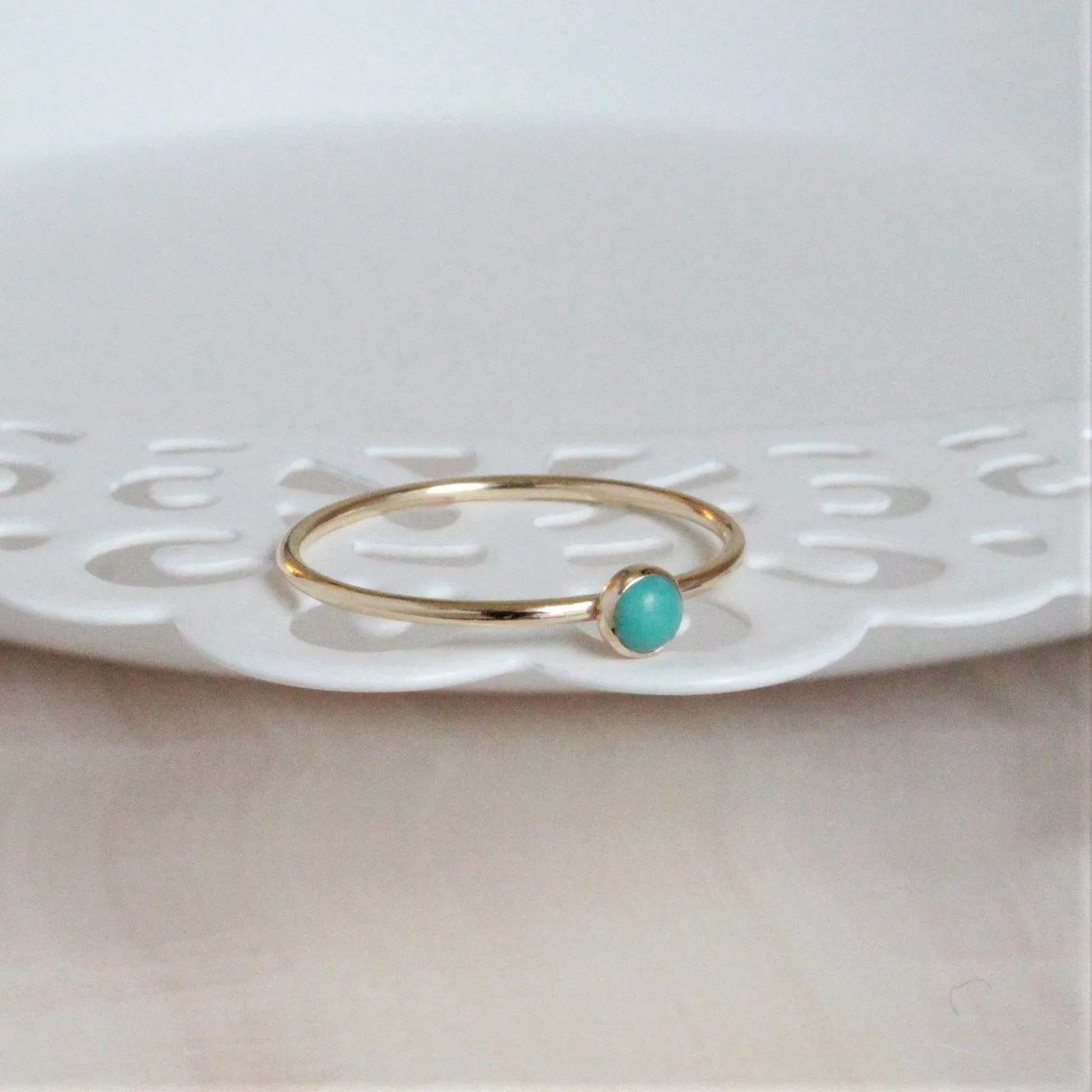 Opal & Turquoise Minimalist Ring Set 3mm