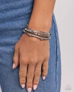 Paparazzi Stacked Shopaholic - Silver Bracelet