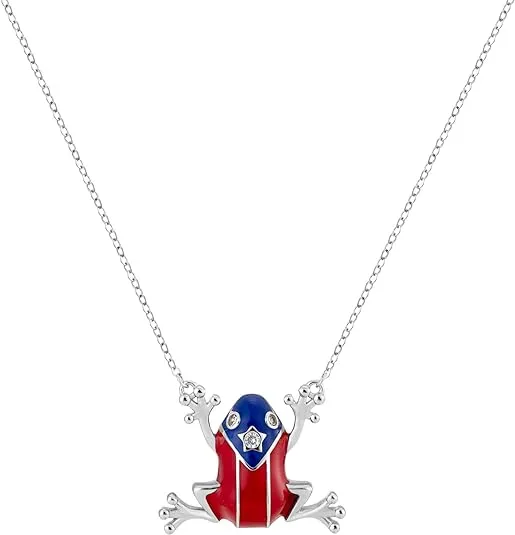 Puerto Rico Flag Coqui Frog Adjustable Size Necklace