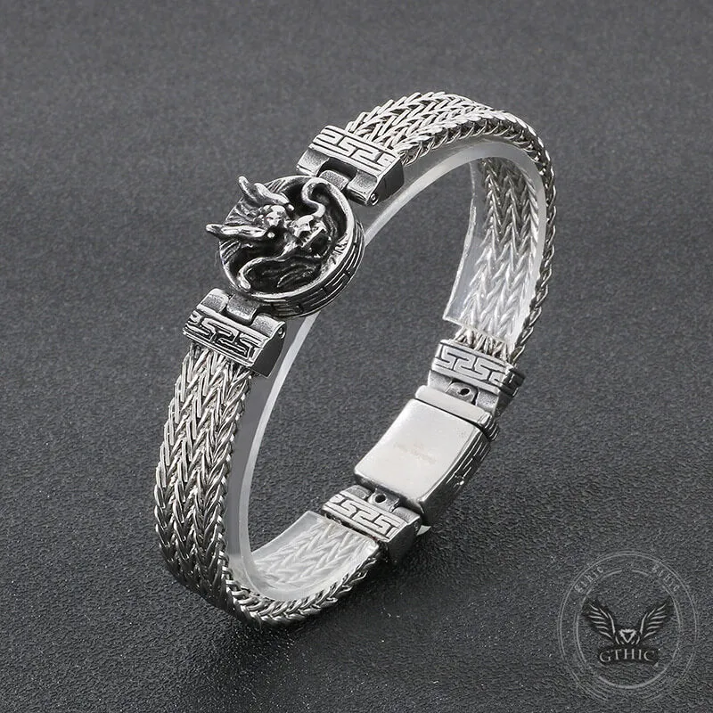 Punk Dragon Head Stitching Stainless Steel Bracelet