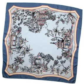 Salvatore Ferragamo Scarf Asian Print Metal Gray - Twill Silk Foulard SALE