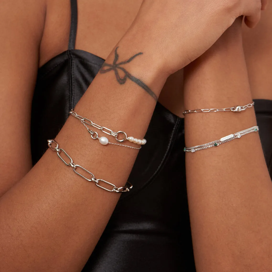 Silver Cable Connect Chunky Chain Bracelet