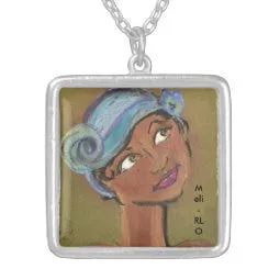 SILVER Necklaces: Original Pastel "ART-DECO" Inspired Art Necklaces