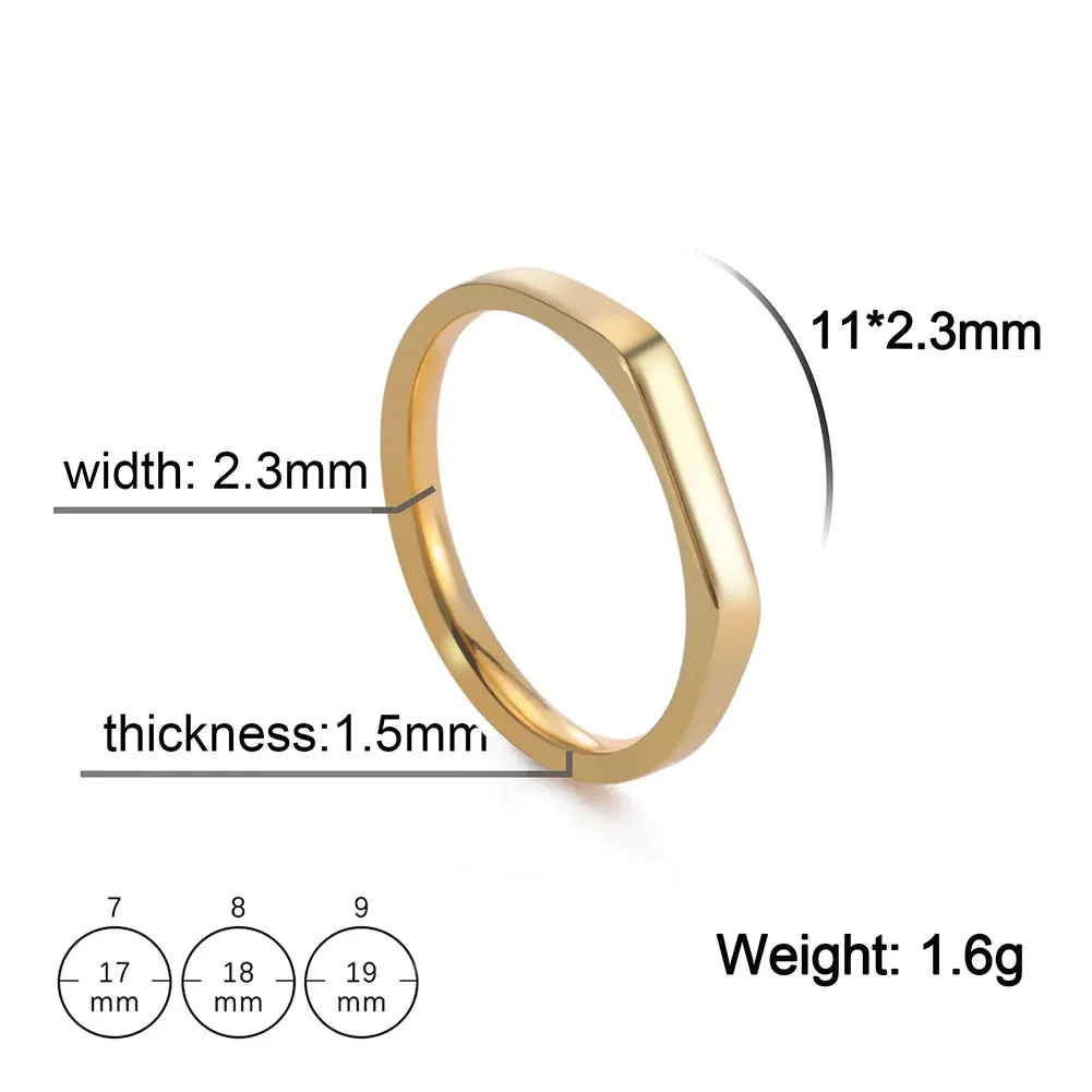 Skyrim Minimalist Signet Rings Women Men Stainless Steel Wide Rectangle Geometric Rings Fashion Wedding Jewelry Gift Wholesale