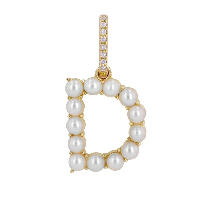 Small Pearl Initial Diamond Jumpring Charm