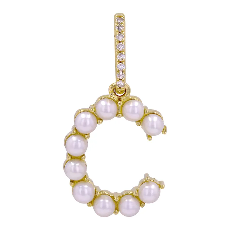 Small Pearl Initial Diamond Jumpring Charm