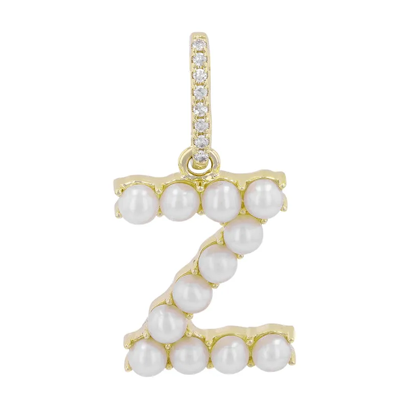 Small Pearl Initial Diamond Jumpring Charm