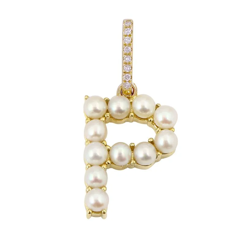 Small Pearl Initial Diamond Jumpring Charm