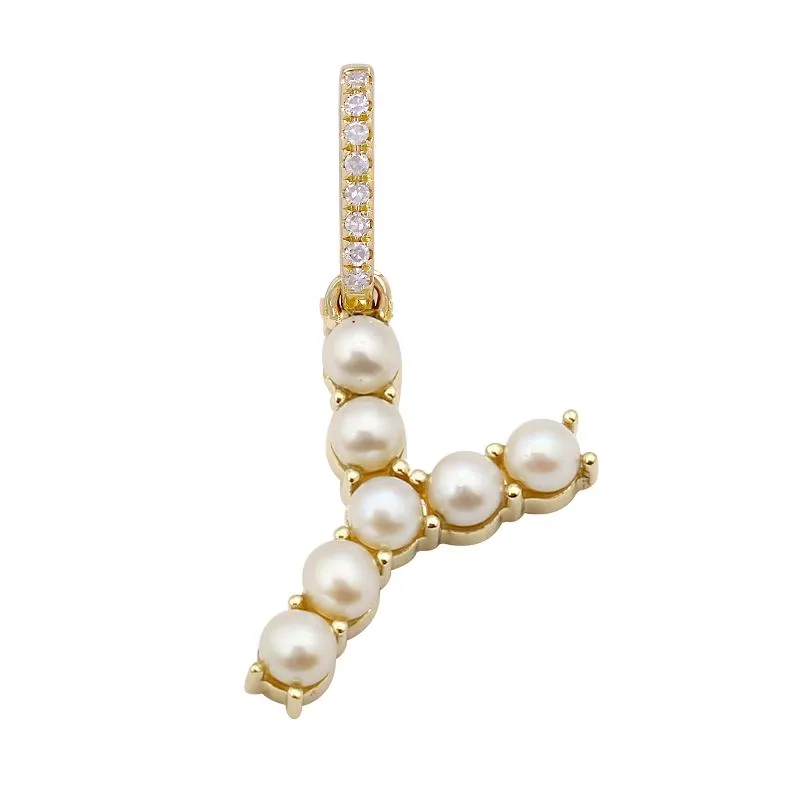 Small Pearl Initial Diamond Jumpring Charm