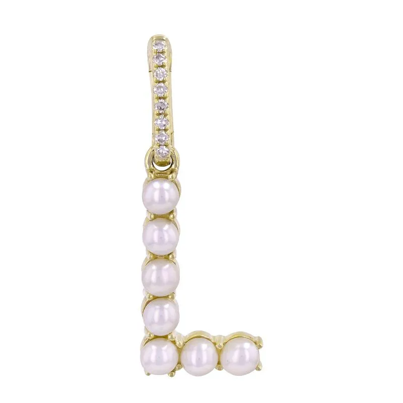 Small Pearl Initial Diamond Jumpring Charm