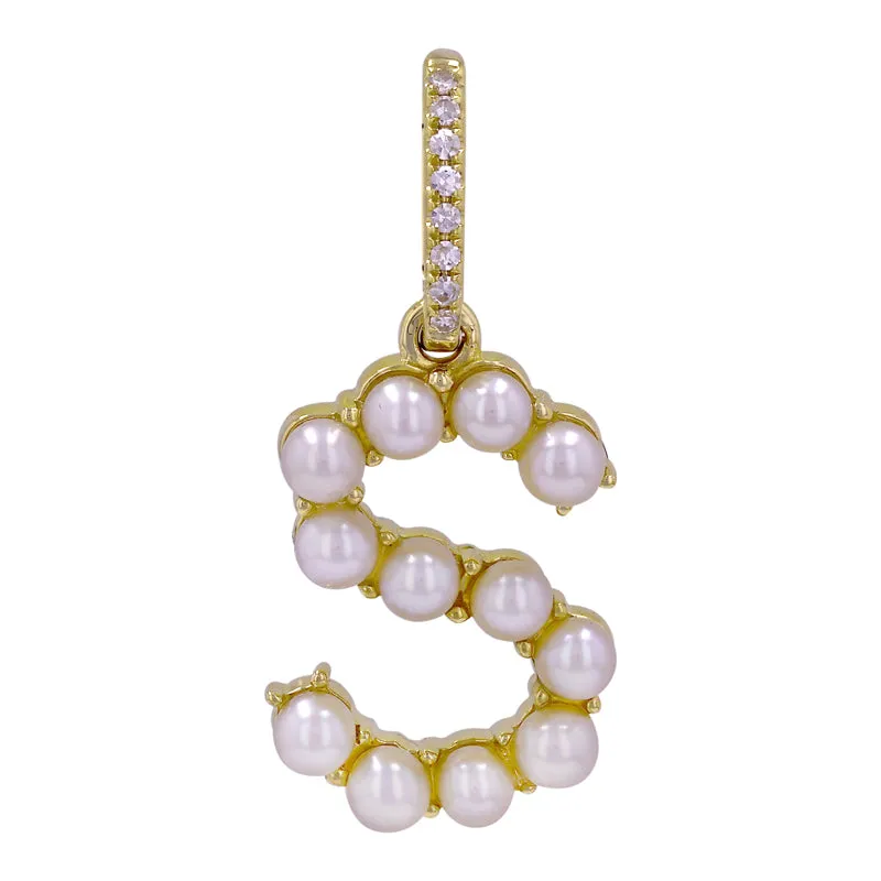 Small Pearl Initial Diamond Jumpring Charm