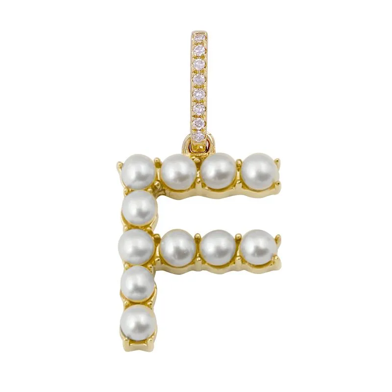 Small Pearl Initial Diamond Jumpring Charm