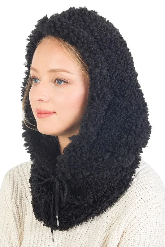 Solid Teddy Bear Hoodie Infinity Scarves