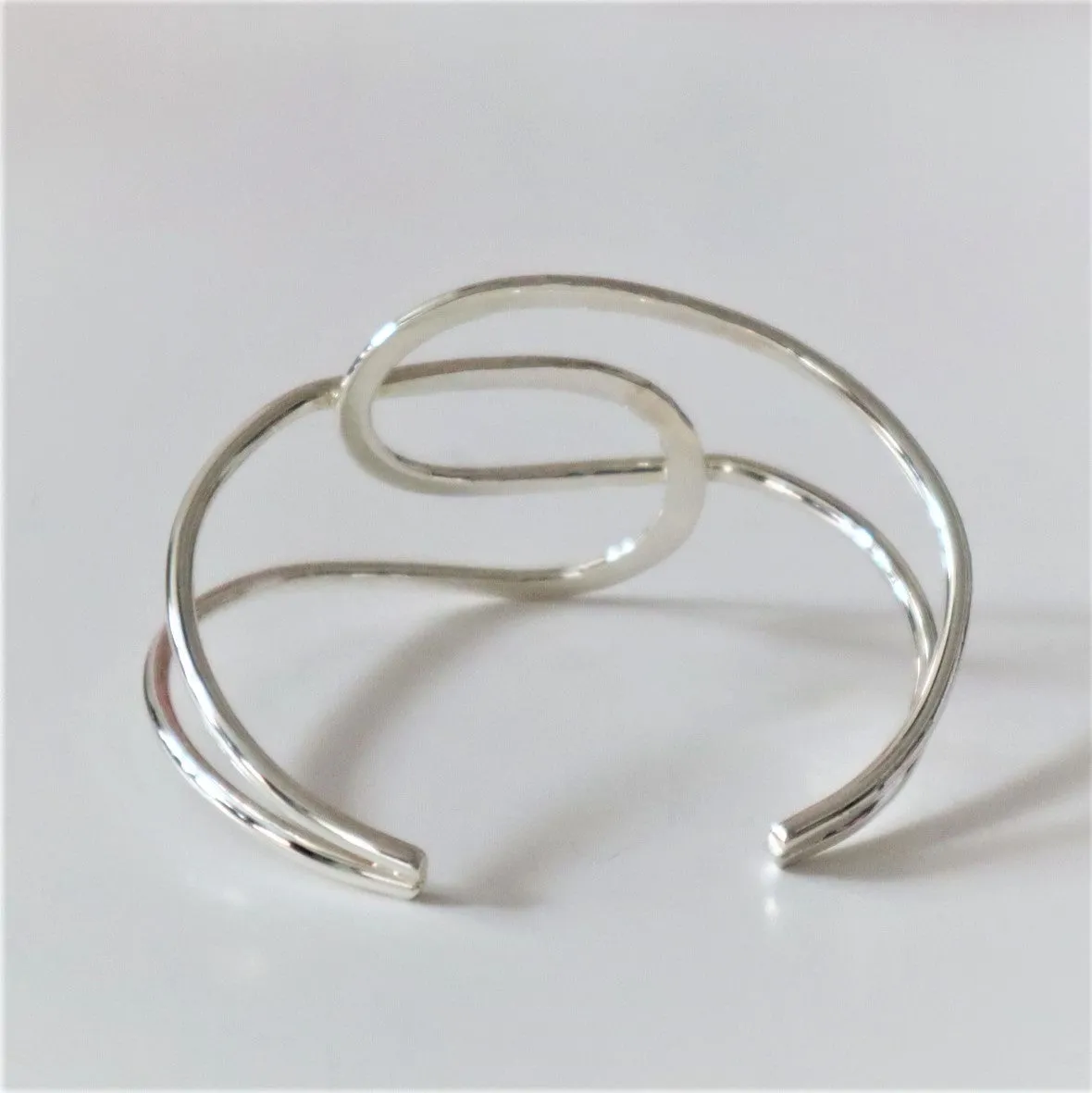 Sterling Silver Modern Simple Cuff Bracelet 925 Taxco