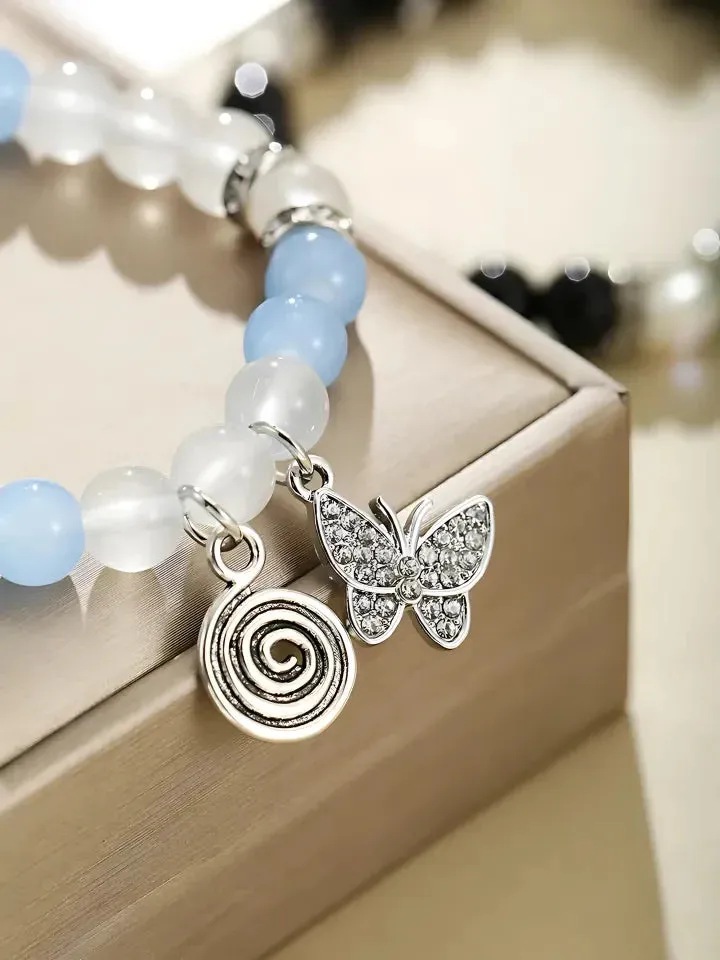 Toleet Bone Butterfly Charm Beaded Couples Bracelets