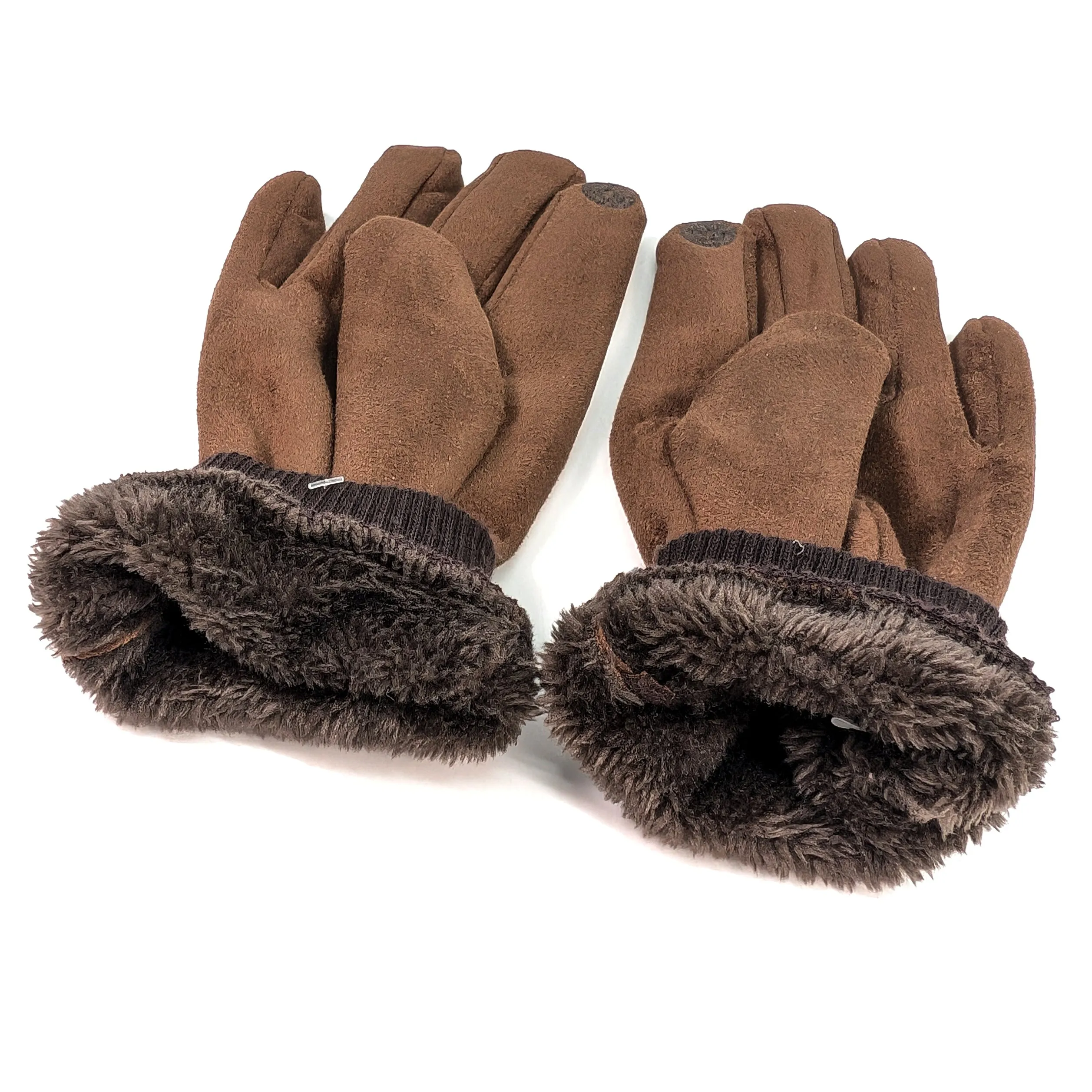 Unisex Gloves with Button Detail - Chocolate Brown