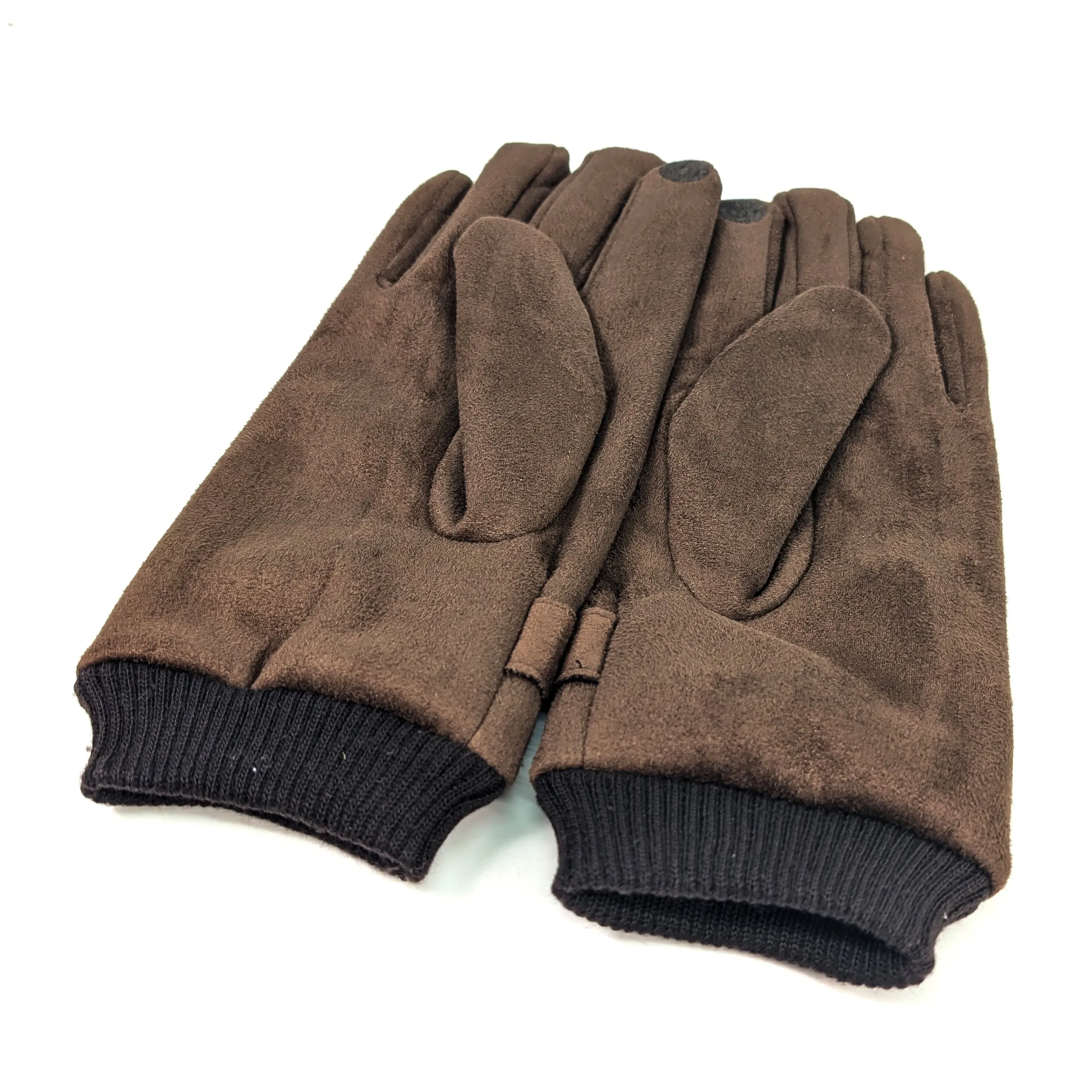 Unisex Gloves with Button Detail - Chocolate Brown