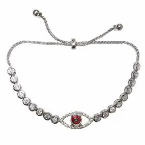 YEV-RED Women's "EVIL EYE" CZ Sterling Silver Bracelet